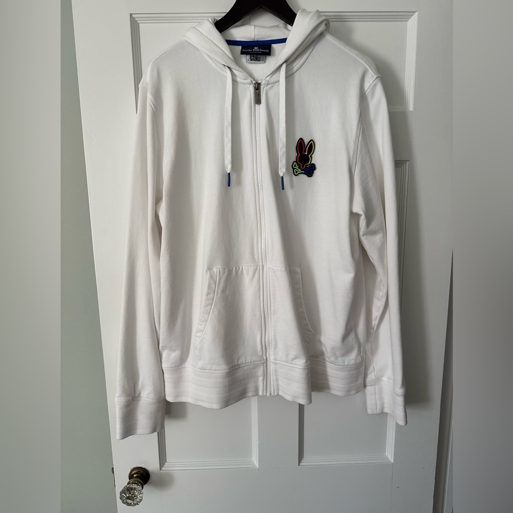 Psycho Bunny Lightweight zip hoodie - white sz L